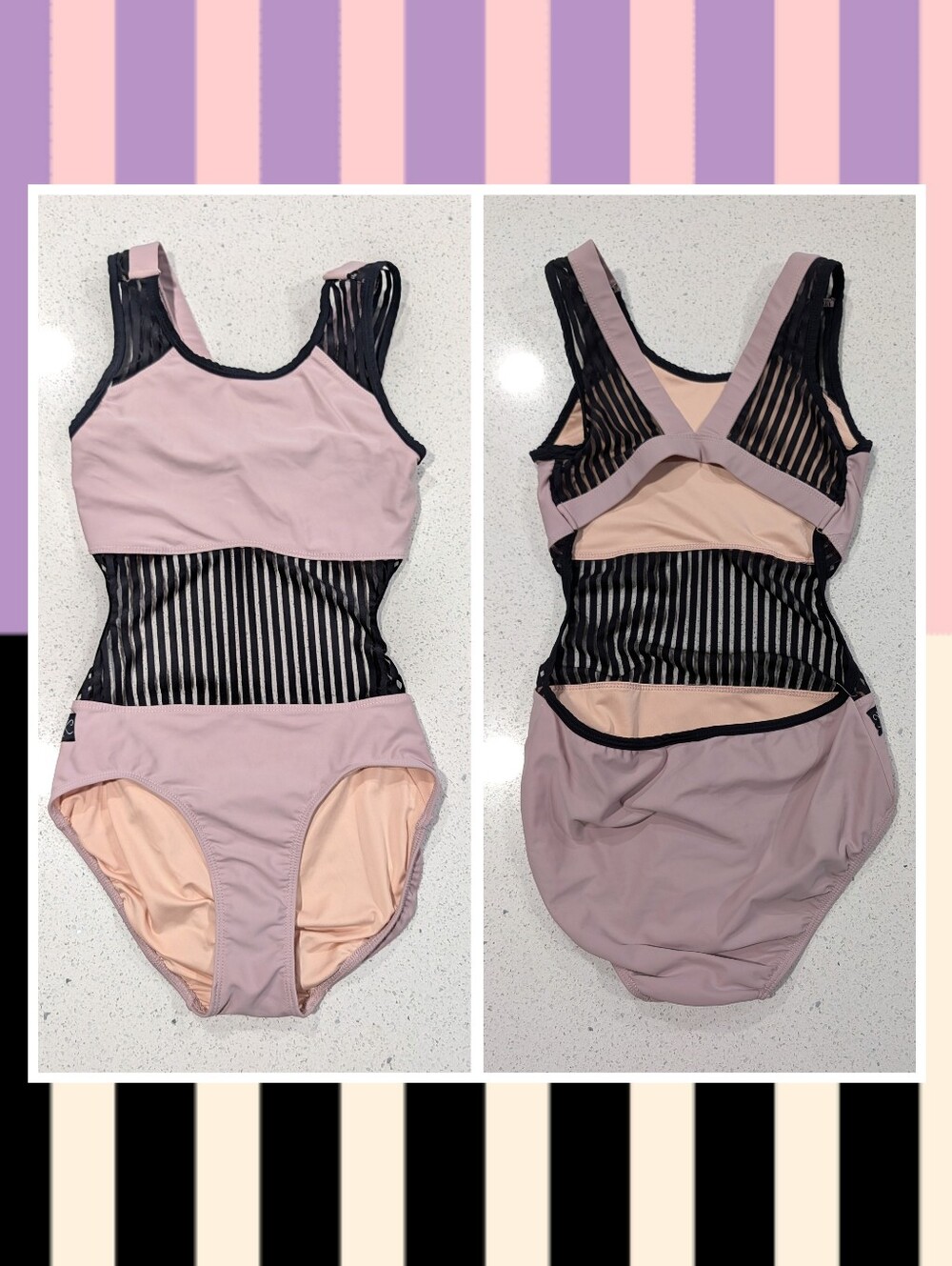 Kandi Kouture Dance Pageant Gymnastics Leotard AM Adult Medium Desert Rose Gold